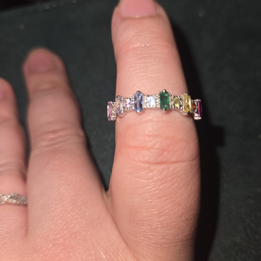 Elegant Multicolor Gemstone Ring Size 9